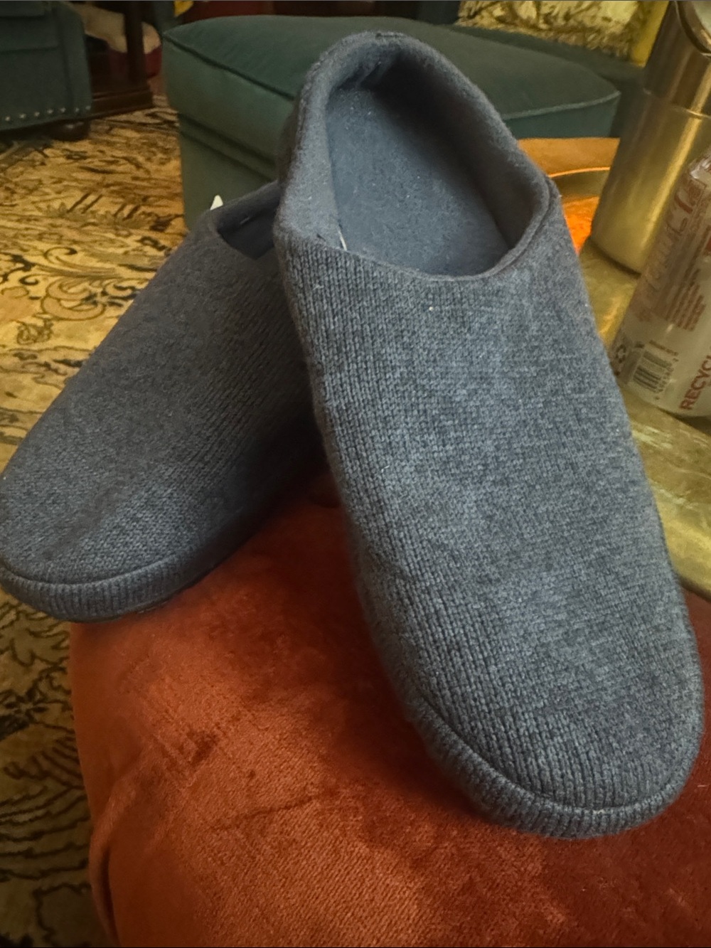 L.L. Bean Women's Blue Knit Slip-On Slippers